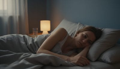 Woman in bed with intense fatigue